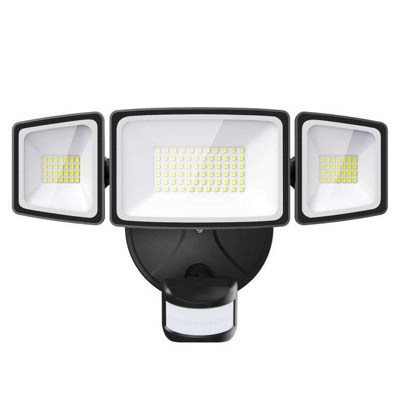 Onforu 65W LED Security Lights Motion Sensor Light Outdoor 6500LM 6500K IP65 Waterproof Flood Light Outdoor Motion Detector with Adjustable 3 Head Hardwired Wall Light for Entryway Yard Garage