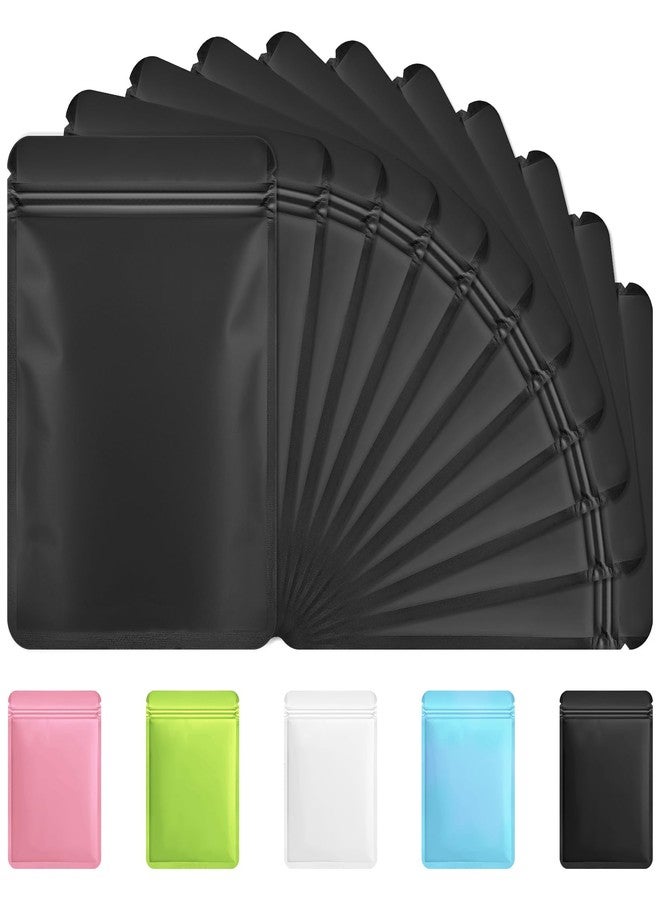 Funfery 100 Pack Black Mylar Packaging Bags Resealable Bags Double Sided Color Odor Proof Pouch Baggies Smell Proof Foil Bag for Food Storage,Small Business(Black,3x4inch) - Image 1