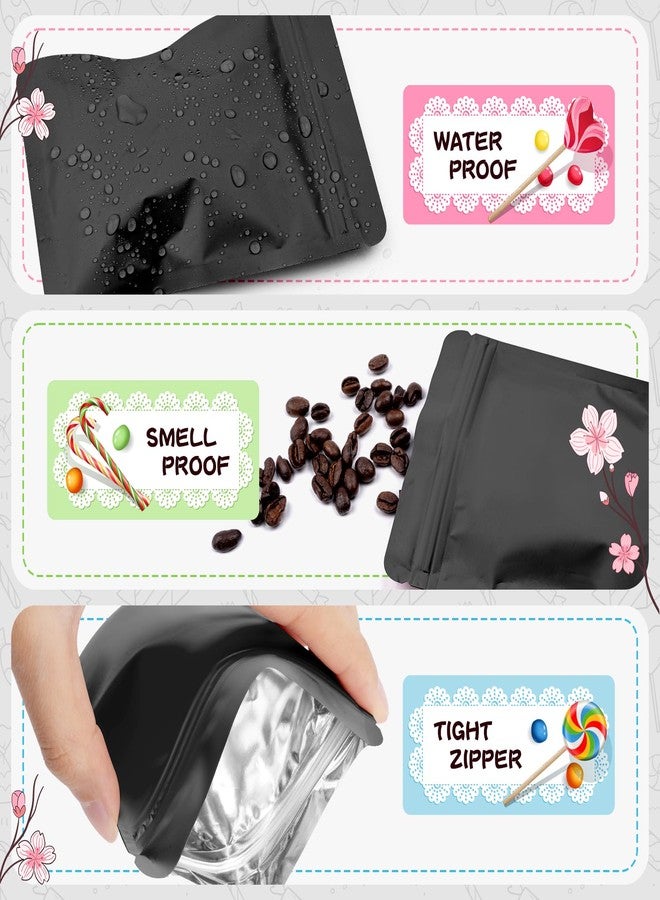 Funfery 100 Pack Black Mylar Packaging Bags Resealable Bags Double Sided Color Odor Proof Pouch Baggies Smell Proof Foil Bag for Food Storage,Small Business(Black,3x4inch) - Image 4