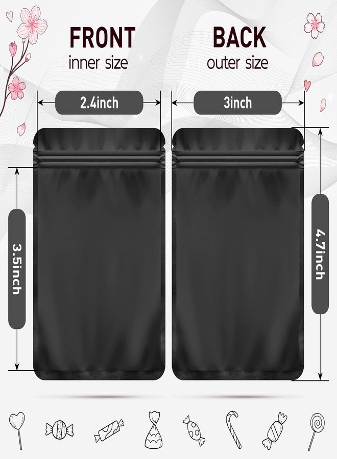 Funfery 100 Pack Black Mylar Packaging Bags Resealable Bags Double Sided Color Odor Proof Pouch Baggies Smell Proof Foil Bag for Food Storage,Small Business(Black,3x4inch) - Image 2