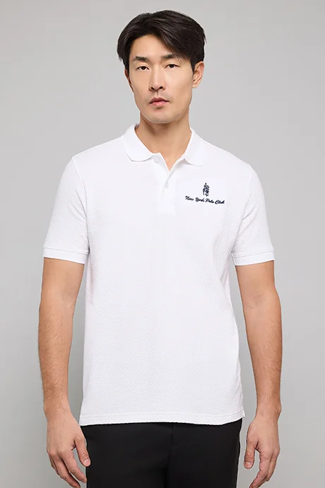 R&B Logo Embroidered Polo T-Shirt with Short Sleeves