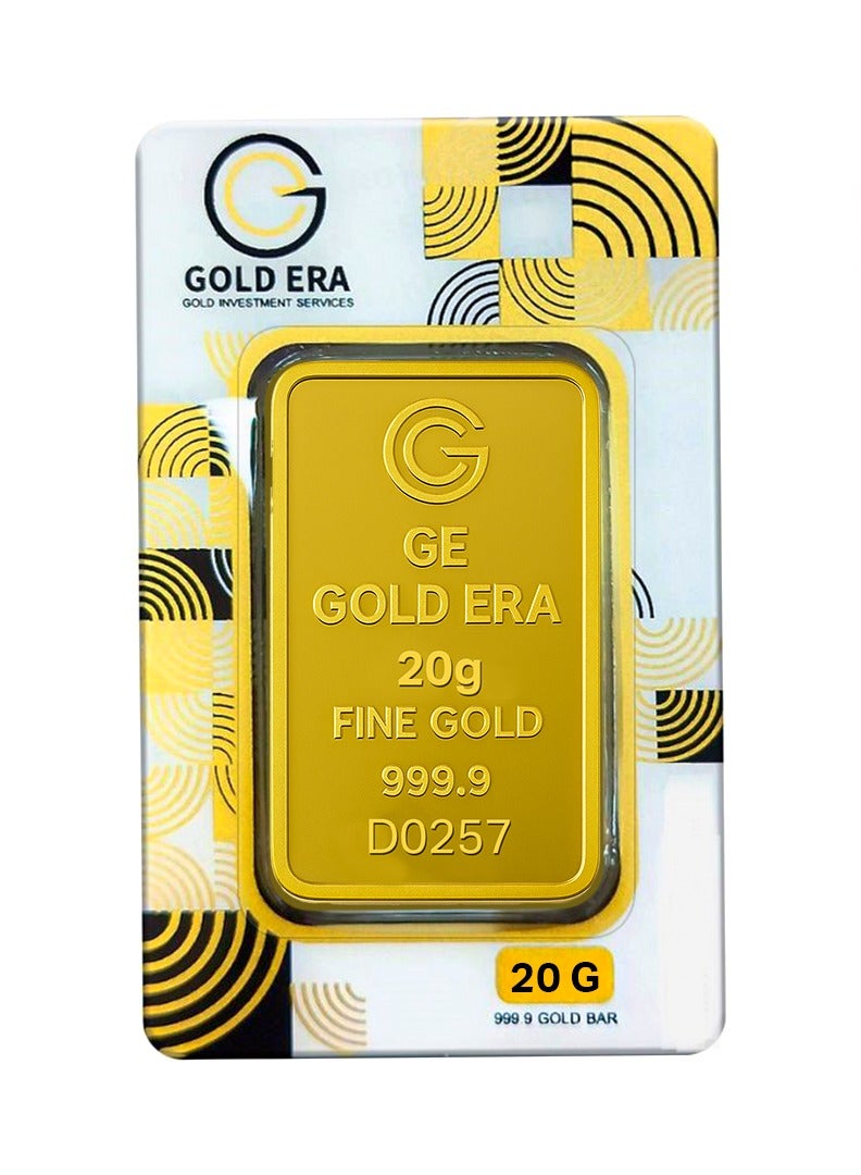 GOLD ERA 24K (999.9) 20G Gold Bar - Premium 24 Karat Solid GOLD BAR for Investment, Collectors & Wealth Protection - Image 1