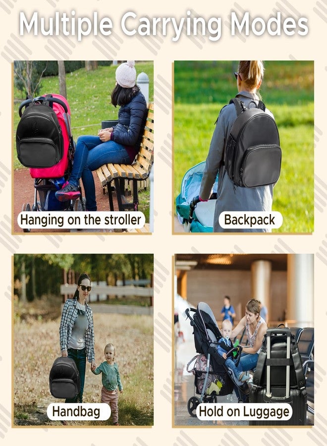 BatlFrist Small Diaper Backpack with 180° Opening, Small Diaper Backpack Bag with 23"*14"Changing Pad, 2*Insulated Pockets, Stroller Straps, for Excursions Short Quickly Day Out Artificial Leather - Image 5