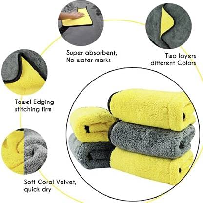 Four Season Ultra-Thick Double Sided 600 GSM Microfiber Car Cleaning Cloth for Detailing & Polishing for Car,Home & Kitchen,Mobile,Laptop,Office-Lint Free Dual Layer Super Absorbent Towel (1) - Image 2