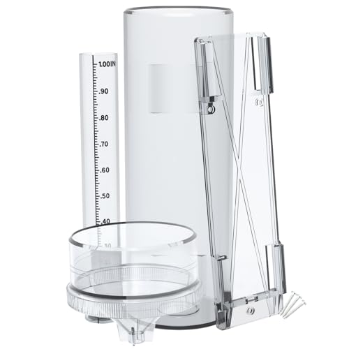 Holdly Precise Rain Gauge with Mounting Bracket, Outdoor Rain Gauge Accurate to 1/100th of an Inch, Made of UV and Heat Resistant Polycarbonate Material for All Weather Conditions - Image 1