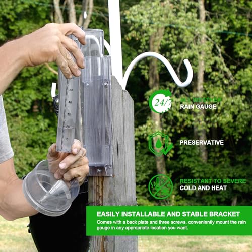 Holdly Precise Rain Gauge with Mounting Bracket, Outdoor Rain Gauge Accurate to 1/100th of an Inch, Made of UV and Heat Resistant Polycarbonate Material for All Weather Conditions - Image 2
