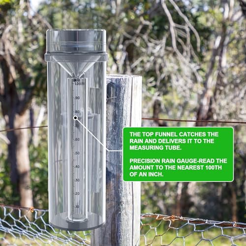 Holdly Precise Rain Gauge with Mounting Bracket, Outdoor Rain Gauge Accurate to 1/100th of an Inch, Made of UV and Heat Resistant Polycarbonate Material for All Weather Conditions - Image 3