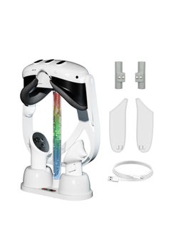 Charging Dock Station Compatible with Oculus/Meta Quest 3 RGB Light VR Glasses Storage Stand Non-Slip VR Headset Controller Stand for Oculus/Meta Quest 3