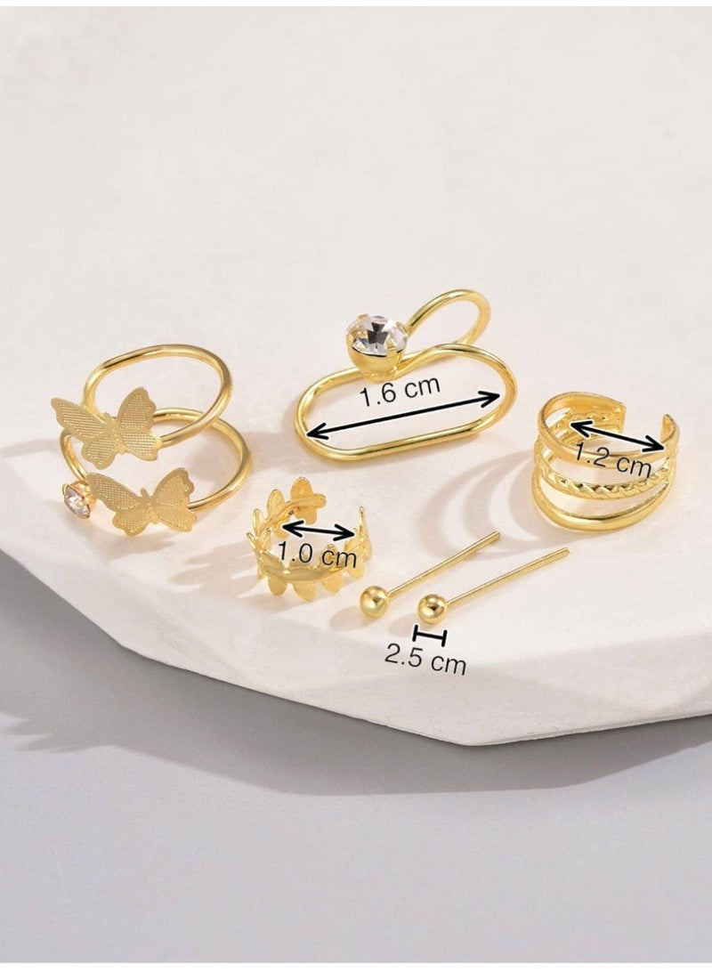 SHEIN6pcs/Set Delicate Zirconia Inlay Clip Earrings For Women, Perfect For Dates, Parties, Daily Wear And Commutes - Image 2