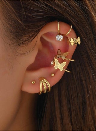 SHEIN6pcs/Set Delicate Zirconia Inlay Clip Earrings For Women, Perfect For Dates, Parties, Daily Wear And Commutes
