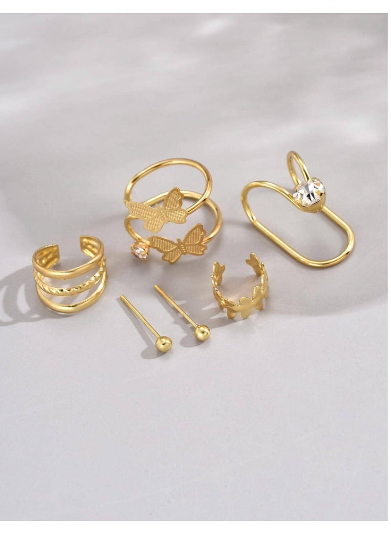 SHEIN6pcs/Set Delicate Zirconia Inlay Clip Earrings For Women, Perfect For Dates, Parties, Daily Wear And Commutes - Image 4