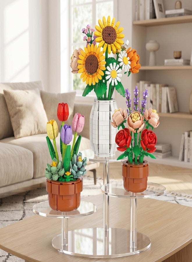 NiHome 3-Tier Acrylic Stand Risers for LEGO Botanical, Figurine Shelf Clear (Clear,4 PCS) - Image 4