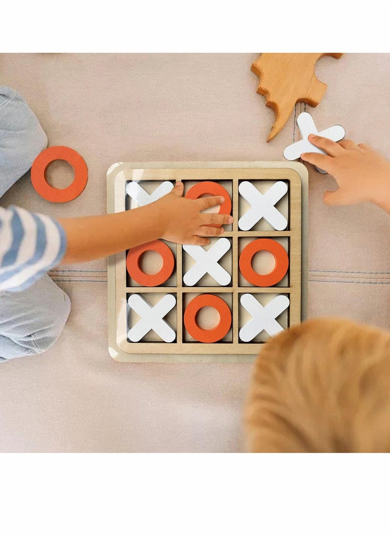 Tic Tac Toe Game Toy, Classic Wooden Checkerboard Educational Family Game Toys Set, Portable Casual Tabletop Game for Adults and Kids 3 Pcs - Image 3