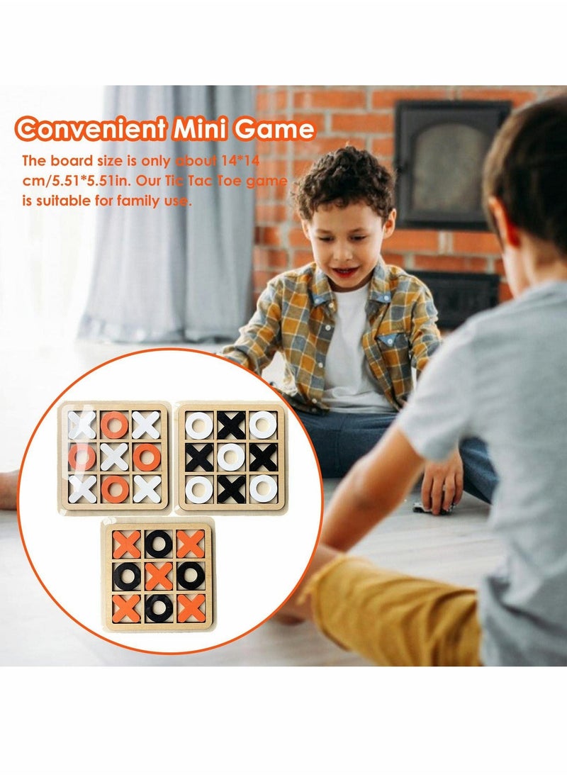 Tic Tac Toe Game Toy, Classic Wooden Checkerboard Educational Family Game Toys Set, Portable Casual Tabletop Game for Adults and Kids 3 Pcs - Image 2