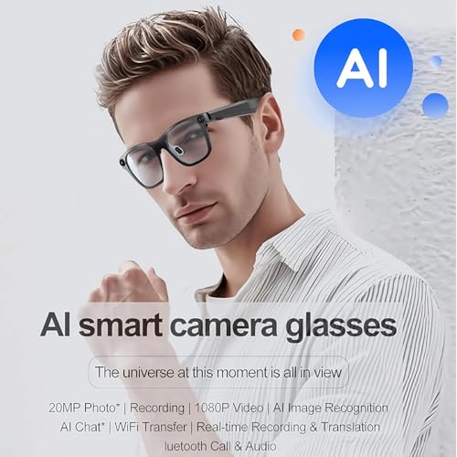 JK Vision Camera Glasses with AI Translation,1080P Translator Glasses with Camera,WiFi/Bluetooth,11 Languages Translation, with Black Lens - Image 2