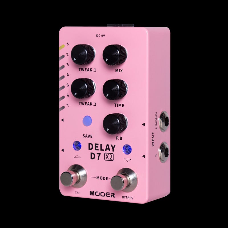 MOOER D7 Delay X2 Stereo Delay Guitar Effects Pedal, 14 Stereo Delay Modes, Dual Footswitches with Tap Tempo & Trail On/Off, 2 Tweak Knobs for Deep Tone Editing, True Stereo In/Out, Saveable Presets for Electric Guitar Bass Live  Performance - Image 1