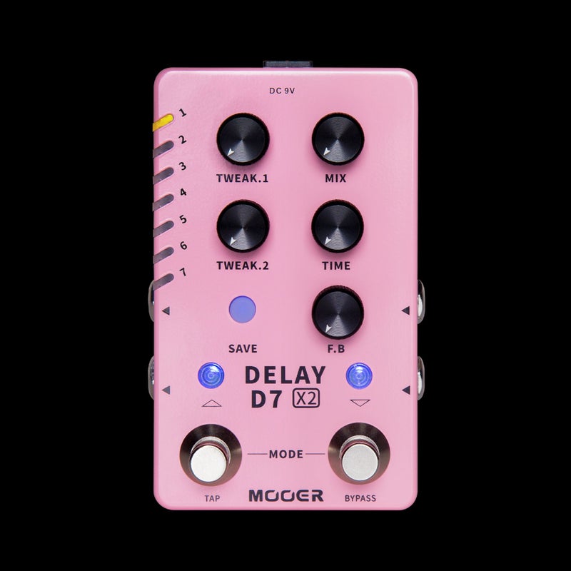 MOOER D7 Delay X2 Stereo Delay Guitar Effects Pedal, 14 Stereo Delay Modes, Dual Footswitches with Tap Tempo & Trail On/Off, 2 Tweak Knobs for Deep Tone Editing, True Stereo In/Out, Saveable Presets for Electric Guitar Bass Live  Performance - Image 3