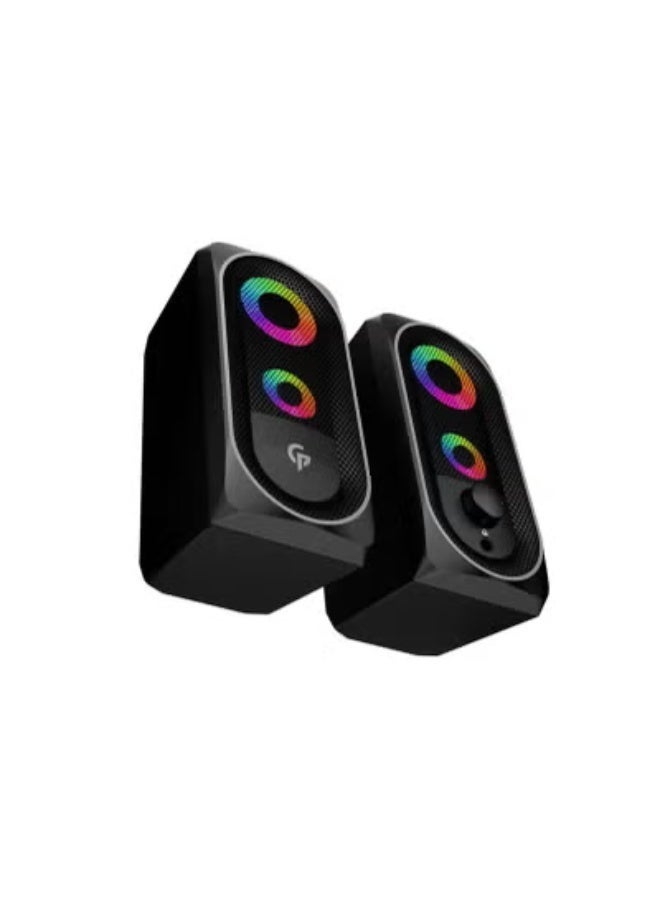 بورودو مكبرات صوت ستيريو للألعاب بتقنية البلوتوث من بورودو بقدرة 10 وات ، مكبر صوت بتأثير إضاءة ار جي بي ، مستشعر إضاءة يعمل باللمس ، منفذ يو اس بي و 3.5 ملم عالمي ، منفذ إدخال سماعة الرأس ، مقبض التحكم في م - Image 2