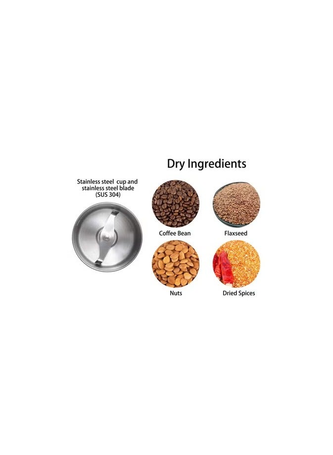 بيور مطحنة قهوة  وتوابل ومكسرات كهربائية  من بيور ،بقوة 500 واط مطحنة توابل مجففة ومكسرات واعشاب، كوب قابل للفك، يمكن غسله في غسالة الصحون،  وعاء من ستانلس ستيل وغطاء اضافي وضدالكسر ، أسود - Image 2
