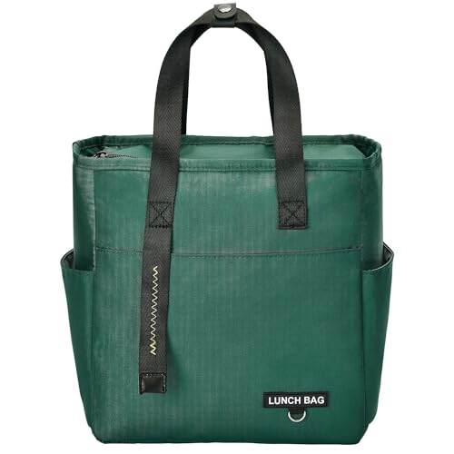 OCEANEVO Insulated Food Lunch Bag, Tiffin Bag, Lunch Box Cover for Office, School, College with Handle - Suitable for Unisex Adults and Children - 30 x 27 x 13 Cm - Green - Image 1