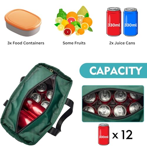 OCEANEVO Insulated Food Lunch Bag, Tiffin Bag, Lunch Box Cover for Office, School, College with Handle - Suitable for Unisex Adults and Children - 30 x 27 x 13 Cm - Green - Image 5