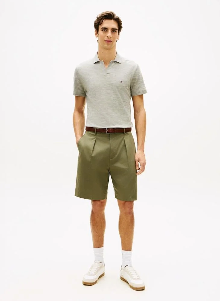 Tommy Hilfiger Dark Artichoke / White Regular Fit Textured Oxford Pique Polo Shirt for Men | Best Price UAE