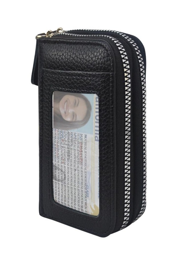 NGIL Small Zippered Faux Leather Wallet for Women, Accordion-Style Card Slot Women Wallet, RFID Blocking Credit Card Holder Wallet, Card Cases & Money Organizers (Black) - Image 1