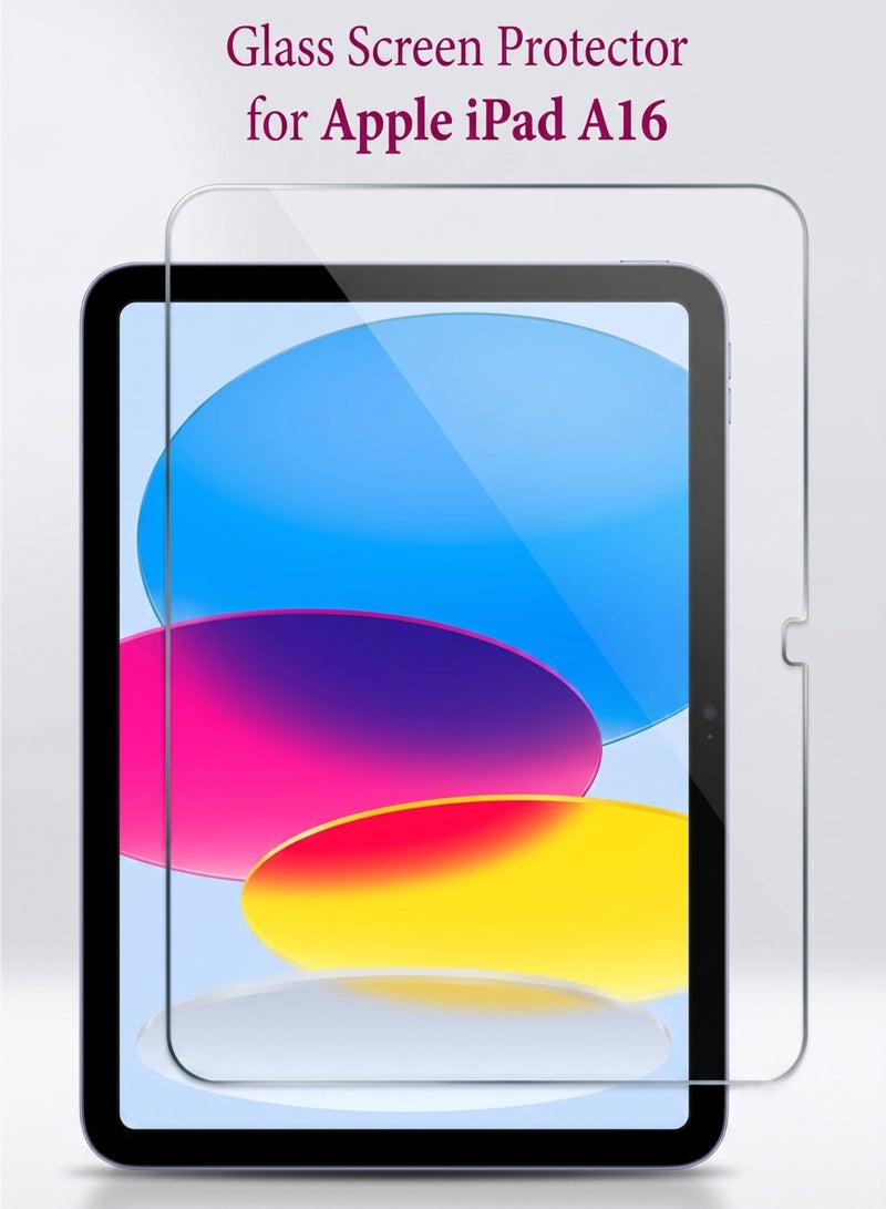 واقي شاشة من الزجاج المقوى عالي الدقة مقاوم للخدش وخالٍ من الفقاعات وسهل التركيب لجهاز Apple iPad A16 - Image 1