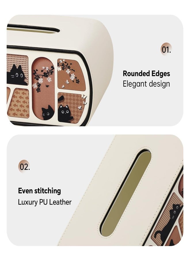 MEIBOOCH Kitty Cat Tissue Box Cover Rectangle, 4 Inches High Tissue Box Holder for 120(3-Ply)/160(2-Ply) Count Boxes, Stylish Curved Edge Tissue Holder for Bathroom Living Room Car Office (Beige) - Image 5