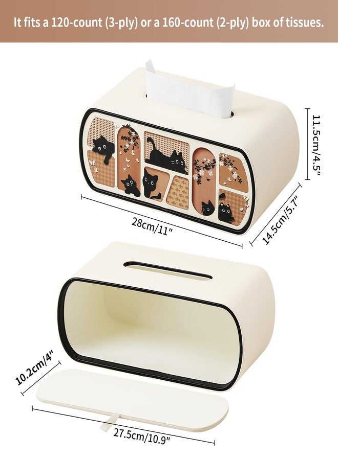 MEIBOOCH Kitty Cat Tissue Box Cover Rectangle, 4 Inches High Tissue Box Holder for 120(3-Ply)/160(2-Ply) Count Boxes, Stylish Curved Edge Tissue Holder for Bathroom Living Room Car Office (Beige) - Image 4