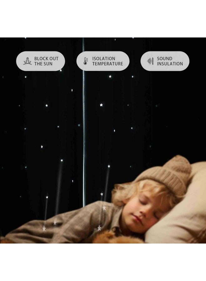 ANYTIME Romantic Kids Curtain,Hollow-Out Stars Window Curtain Double Layer Blackout Curtains for Girls Bedroom Kids Room 2Panel,(W52 x L63,Light Blue) - Image 4