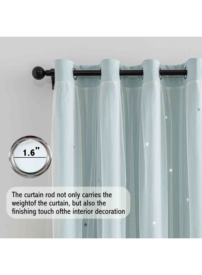 ANYTIME Romantic Kids Curtain,Hollow-Out Stars Window Curtain Double Layer Blackout Curtains for Girls Bedroom Kids Room 2Panel,(W52 x L63,Light Blue) - Image 3