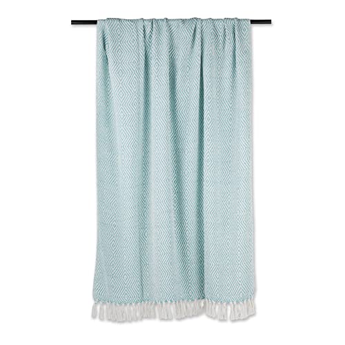 DII Diamond Throw Collection Woven Cotton 50x60 Aqua - Image 3