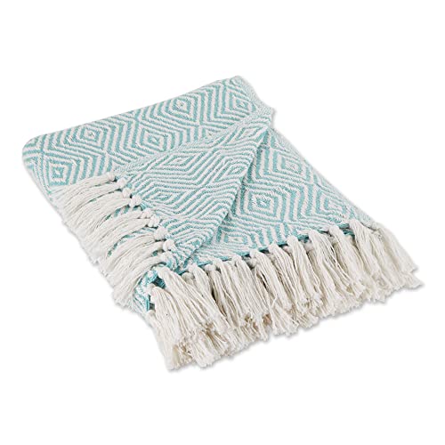 DII Diamond Throw Collection Woven Cotton 50x60 Aqua - Image 1