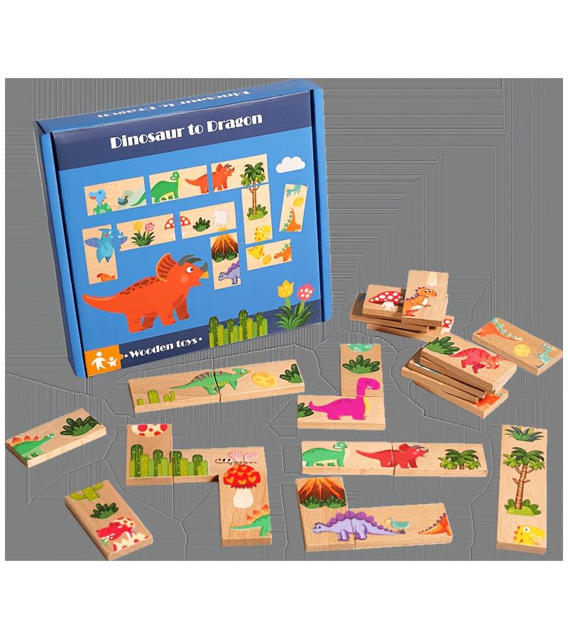 Dinosaur Solitaire Domino Toy Set for Puzzles Stacking Gifts - Image 4
