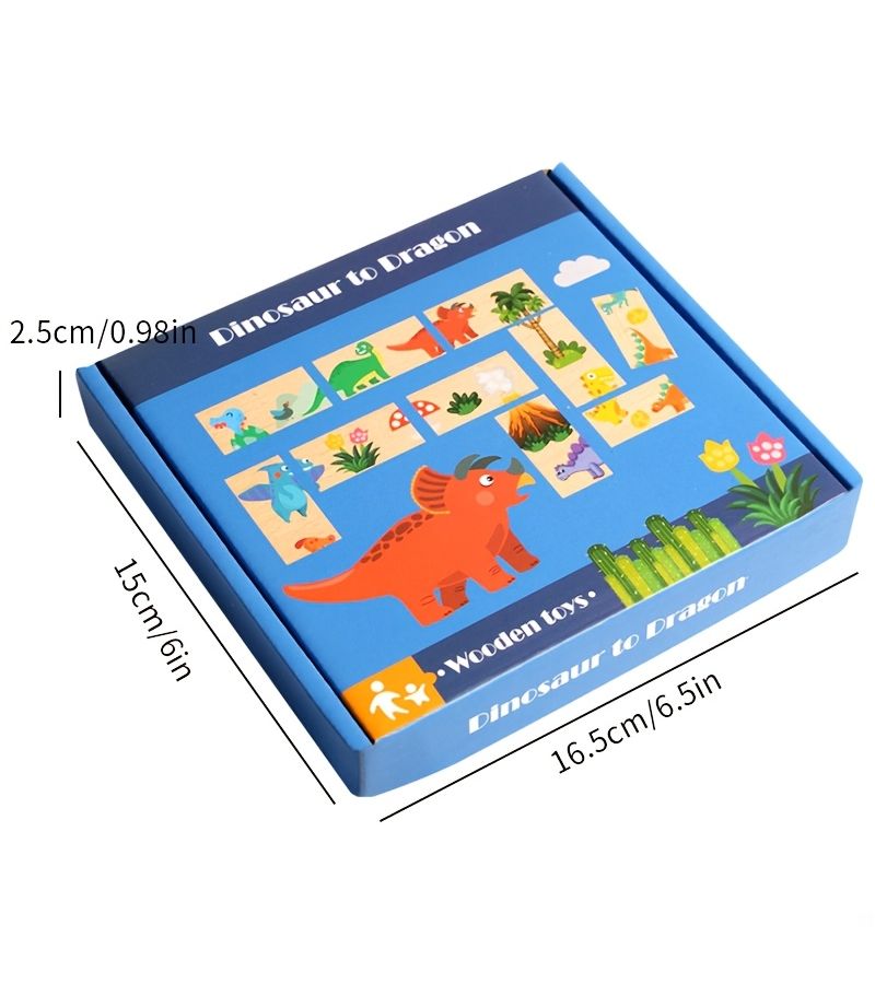 Dinosaur Solitaire Domino Toy Set for Puzzles Stacking Gifts - Image 5