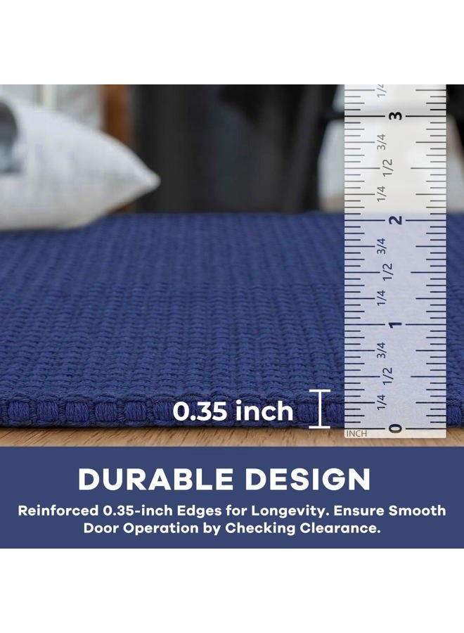 KOZYFLY Washable Area Rug 4x6 ft Non Slip Rubber Backed Living Room Rugs Braided Woven Cotton Kitchen Rugs Indoor Entryway Rug Floor Carpet for Dining Living Room Bedroom, Royal Blue/Navy - Image 4