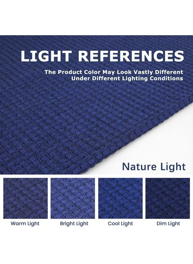KOZYFLY Washable Area Rug 4x6 ft Non Slip Rubber Backed Living Room Rugs Braided Woven Cotton Kitchen Rugs Indoor Entryway Rug Floor Carpet for Dining Living Room Bedroom, Royal Blue/Navy - Image 3