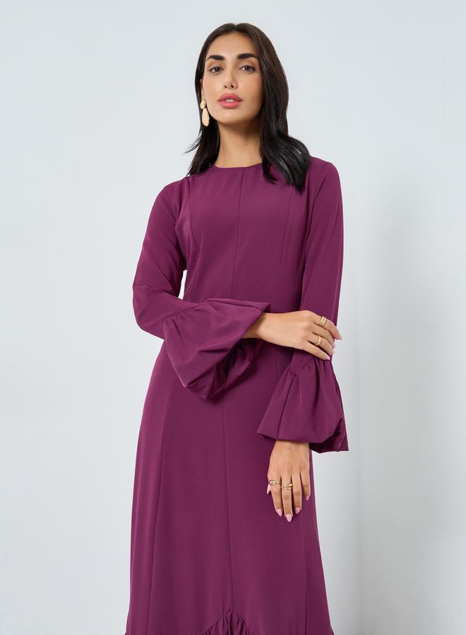 Styli Burgundy Bell Sleeves Maxi Dress - Image 3