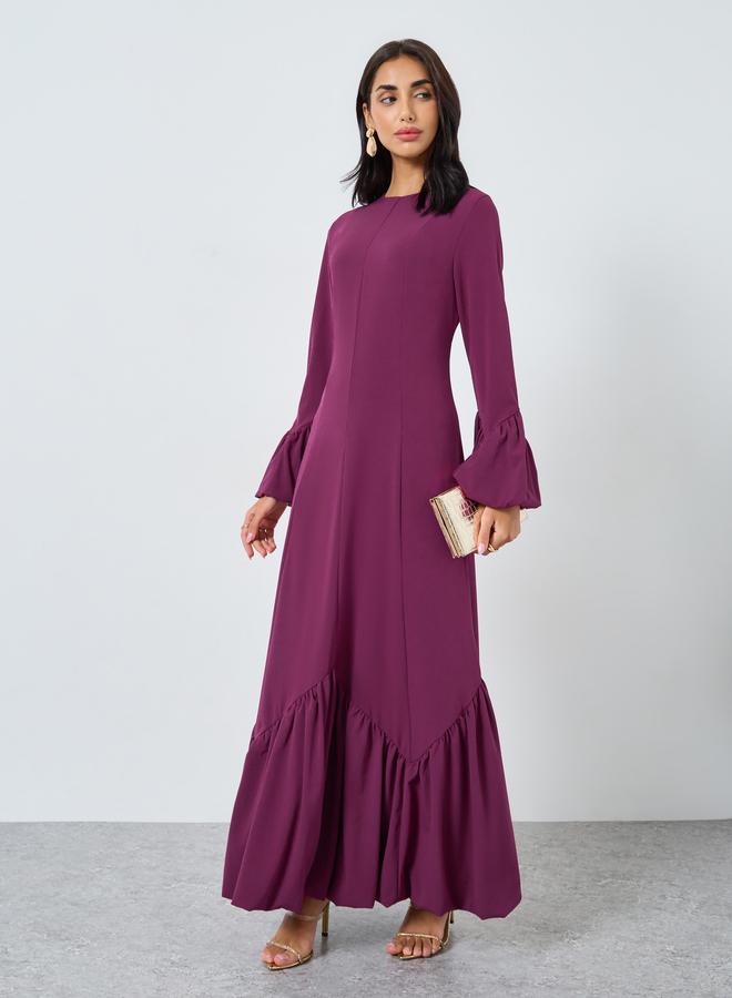 Styli Burgundy Bell Sleeves Maxi Dress - Image 1