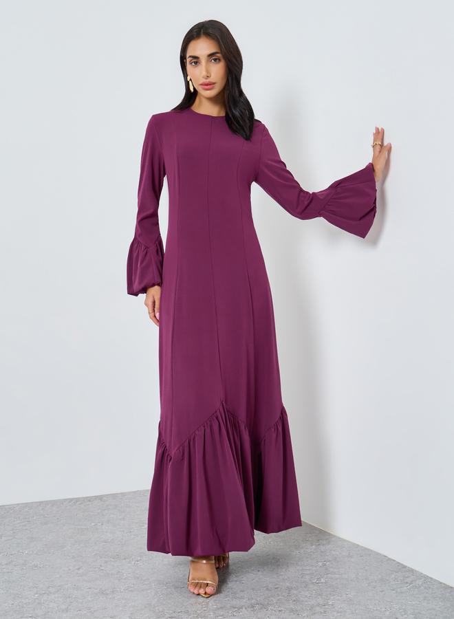 Styli Burgundy Bell Sleeves Maxi Dress - Image 2