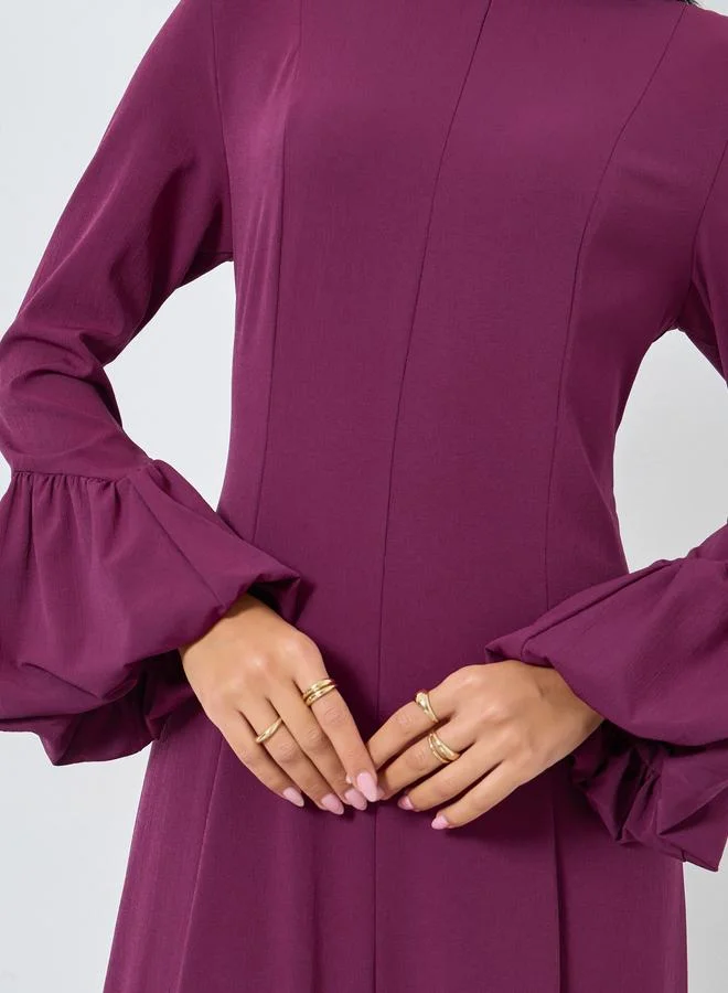 Styli plum Styli Burgundy Bell Sleeves Maxi Dress for Women | Best Price UAE