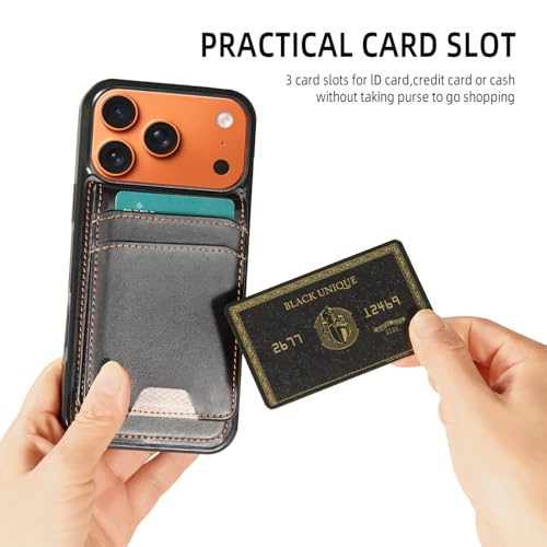 AOFEGRLT for iPhone 17 Pro Max MagSafe Wallet Case, Magnetic Detachable Leather Wallet with Card Holder & Kickstand, Slim Protective Phone Case Compatibility with iPhone 17 Pro Max. Black - Image 2