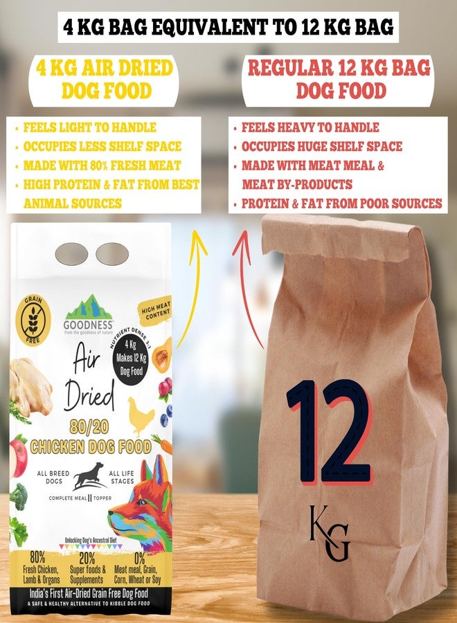 Goodness 80/20 Chicken Air Dried Dog Food with 80% Fresh Chicken, Lamb & 20% Superfoods - Grain Free, Natural, for All Dog Breeds & All Life Stages - 500 g (Equals 1.5 kg of Dog Food) - Image 3