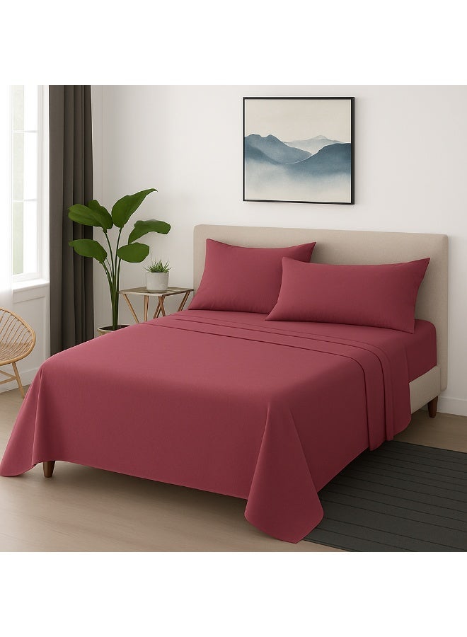 Snooze Microfiber Plain Bed Sheet Set 3 pcs (Cashmere, 220 * 240 cm) - Image 1