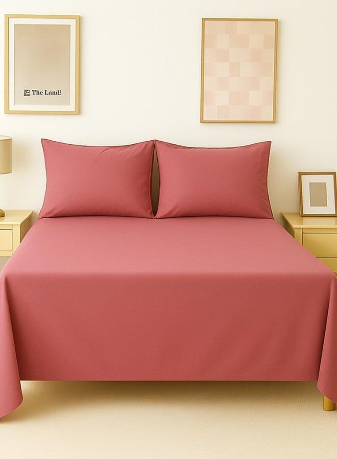 Snooze Microfiber Plain Bed Sheet Set 3 pcs (Cashmere, 220 * 240 cm) - Image 2