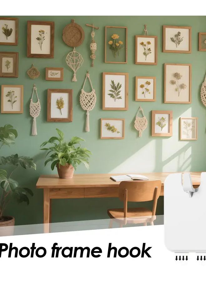 Beige 5pcs Strong Adhesive Photo Frame Hanger No Drill Mounting Picture Hook - Image 3