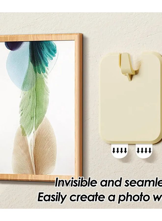 Beige 5pcs Strong Adhesive Photo Frame Hanger No Drill Mounting Picture Hook - Image 5