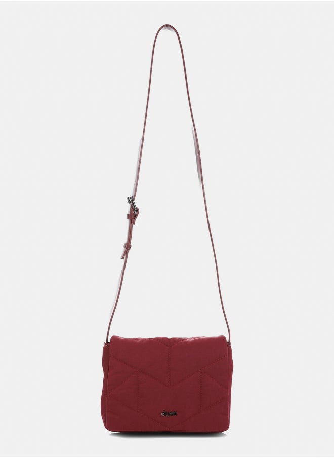 DejaVu Burgundy Quilted Pattern Cross Body Bag  - Image 1