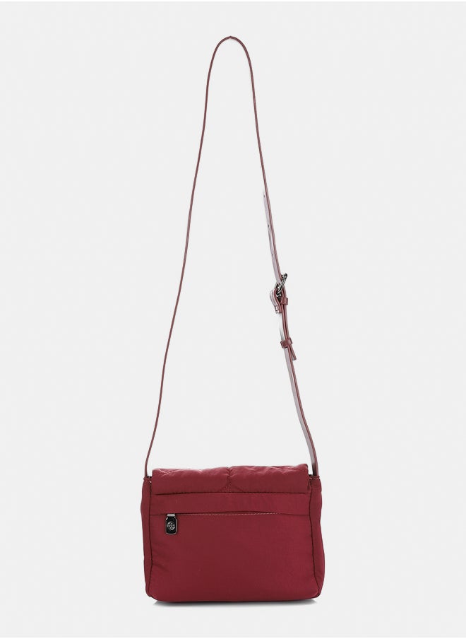 DejaVu Burgundy Quilted Pattern Cross Body Bag  - Image 3